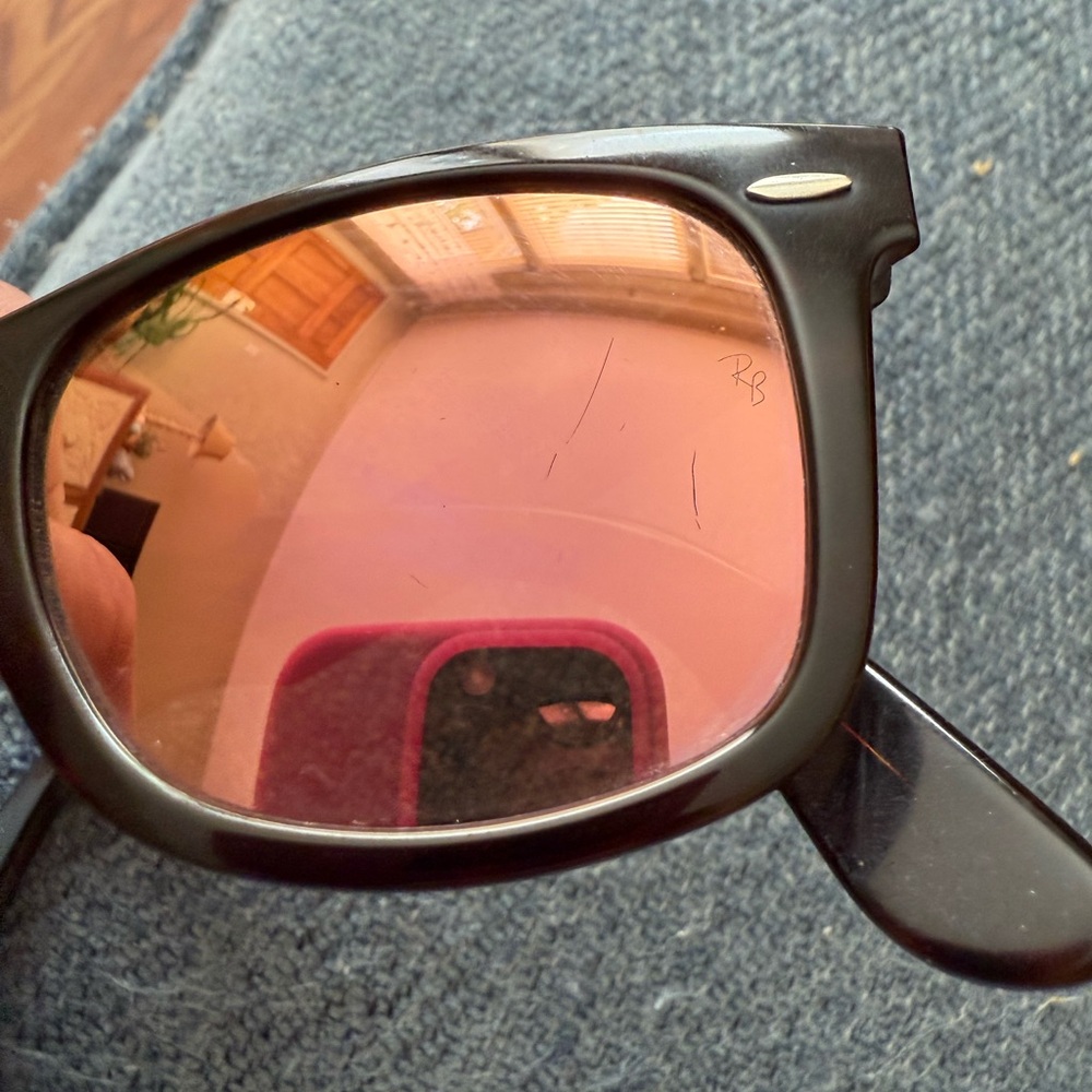 Ray-Ban Black Frame Sunglasses with Pink Mirrored Lenses - Picture 4 of 6